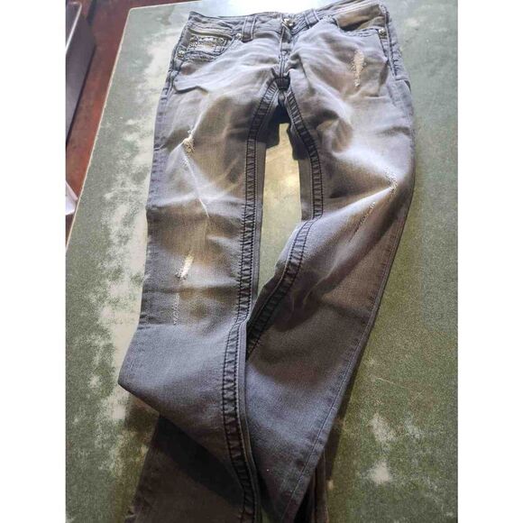 Miss Me Style JS5014AK94 Signature Ankle Skinny Distressed  Dark Gray jeans sz 2 - Picture 4 of 4